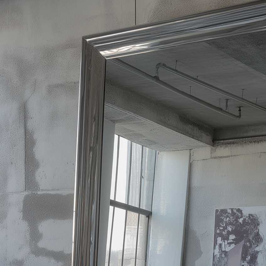 IVORY oversized mirror chrome close up