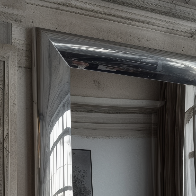 HORUS oversized chrome mirror detail