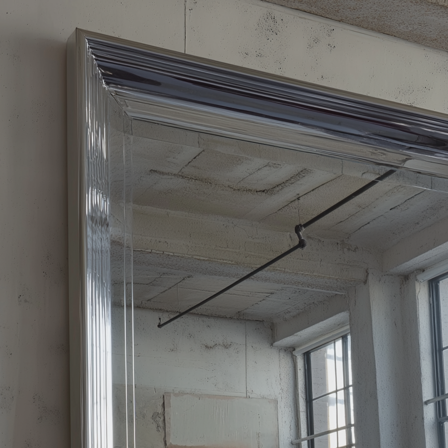 IVORY oversized mirror chrome close up left