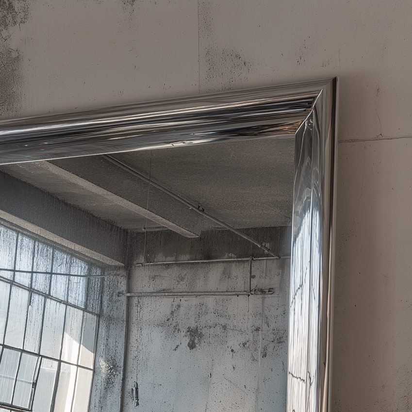 IVORY oversized mirror chrome close up right