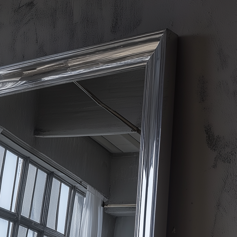 IVORY oversized mirror chrome close up right