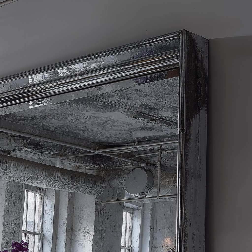 VERA square oversized mirror chrome close up