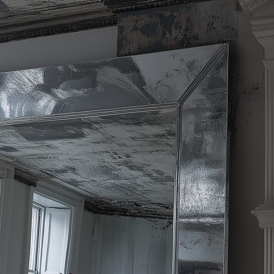 OPAL square oversized mirror chrome close up right