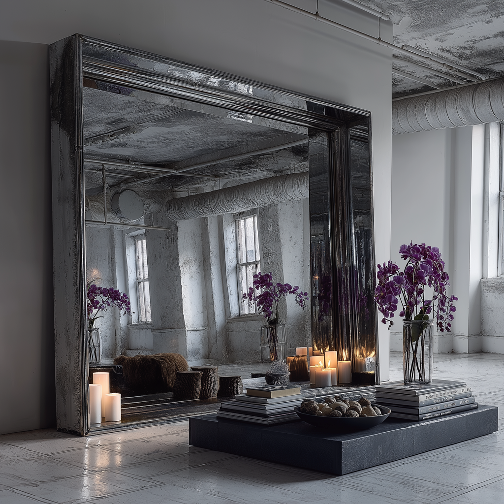 VERA square oversized mirror chrome side