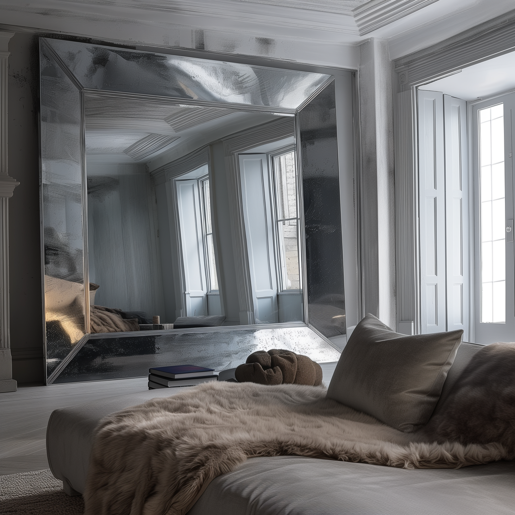 OPAL square oversized mirror chrome side