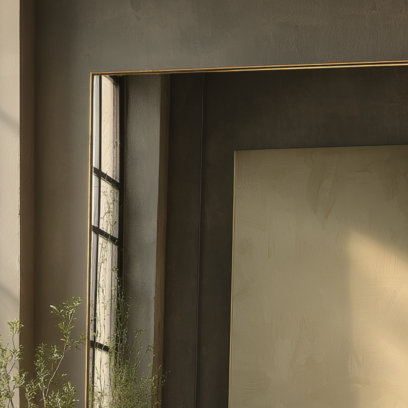 SOLA oversized mirror gold close up