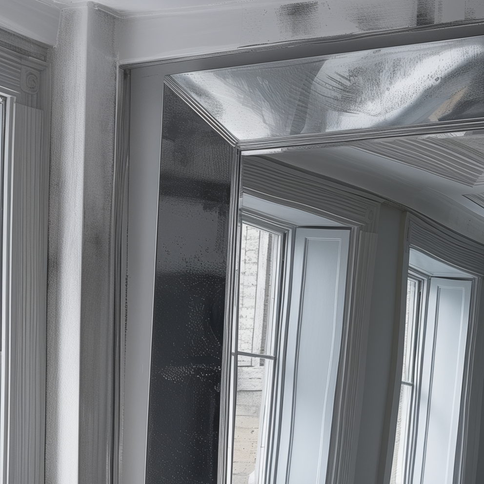 OPAL square oversized mirror chrome close up left